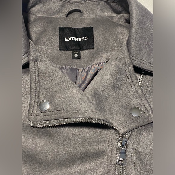 Express faux suede zip up biker jacket size medium - Picture 2 of 8